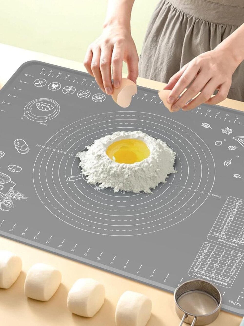 Silicone Baking Mat 24" x 16" Extra Thick Non-stick Pastry Mat with Measurements
